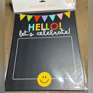 New Hello Let’s Celebrate NWT Hanging Sign